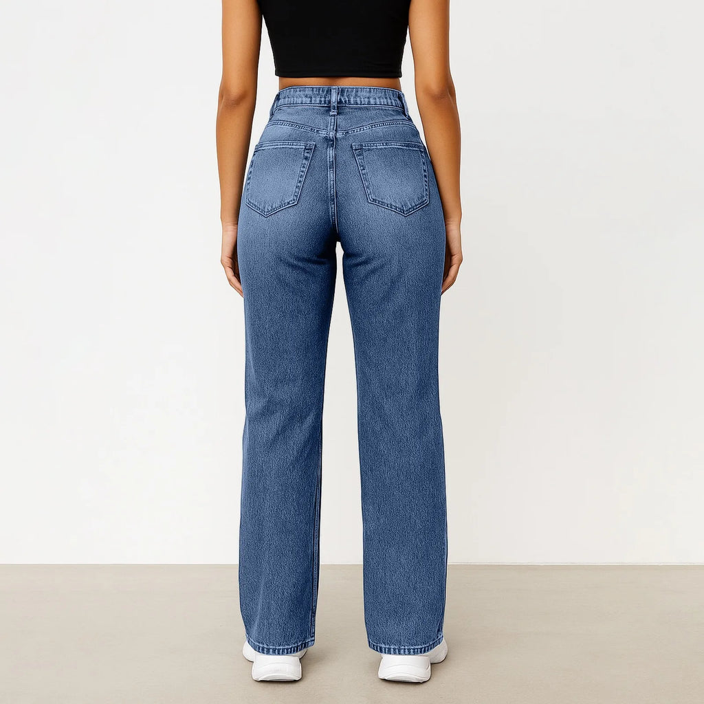 Wide-Leg Jeans Women Light Blue High-Waisted