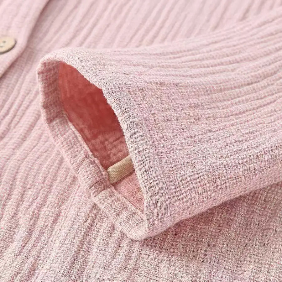 Japanese Style Pure Cotton Pajamas Men Women Breathable Four Layer Gauze Shirt Pants Set Comfortable Leisure Couples Homewear