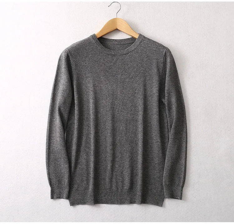 Men Sweater 85% Mulberry Silk 15% Cashmere Solid Colors Crew Neck everyday Long Sleeve Pullover Warm Top Shirt L XL XXL LY047