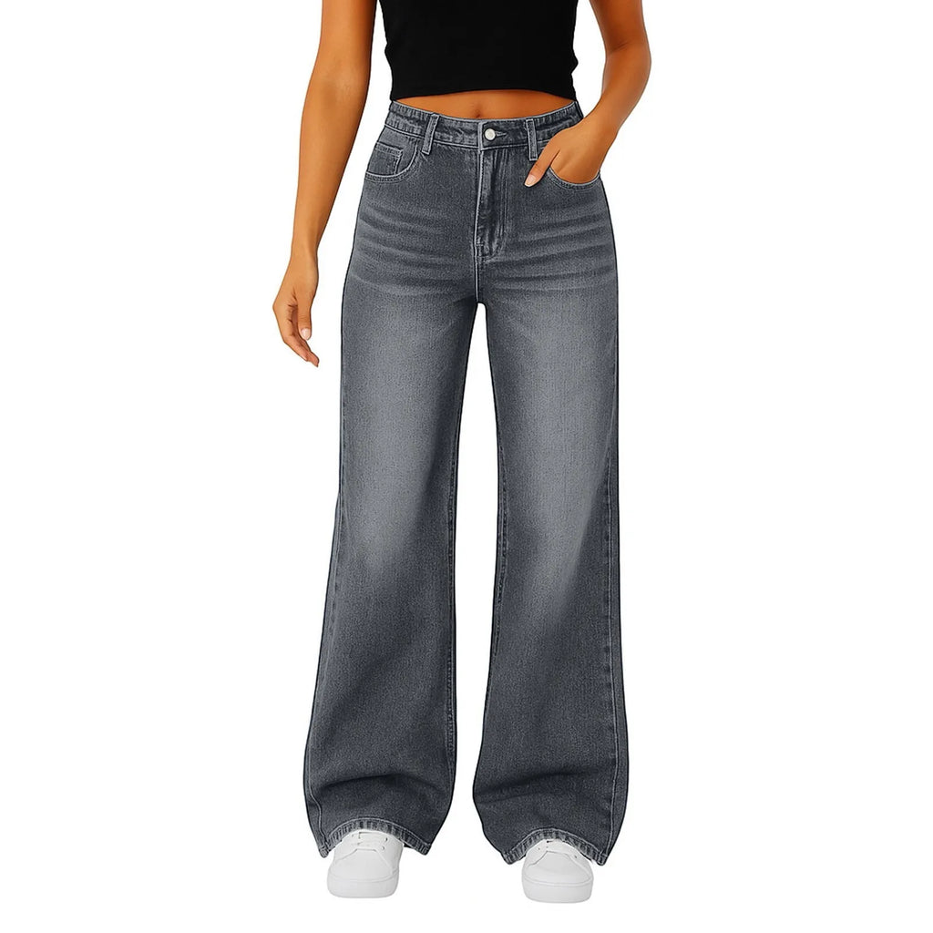 Wide-Leg Jeans Women Light Blue High-Waisted