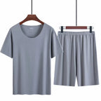 Men's two-piece ice silk pajamas
