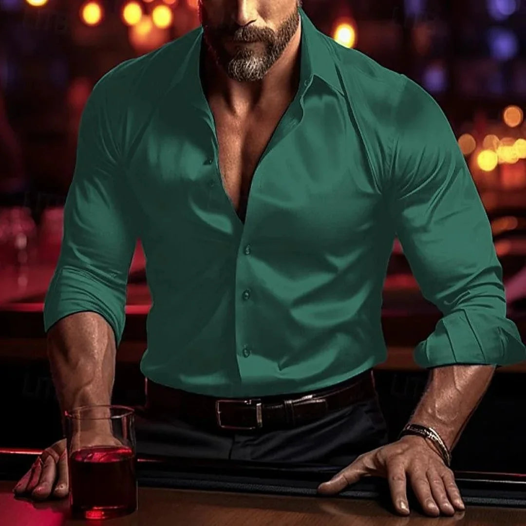 The new men's shirt is made of high-quality and soft fabric.