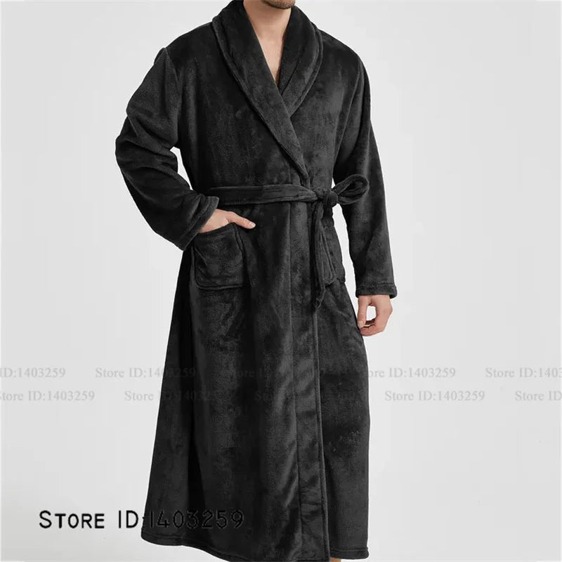 Winter Thicken Flannel Long Robe Couple Sleepwear
