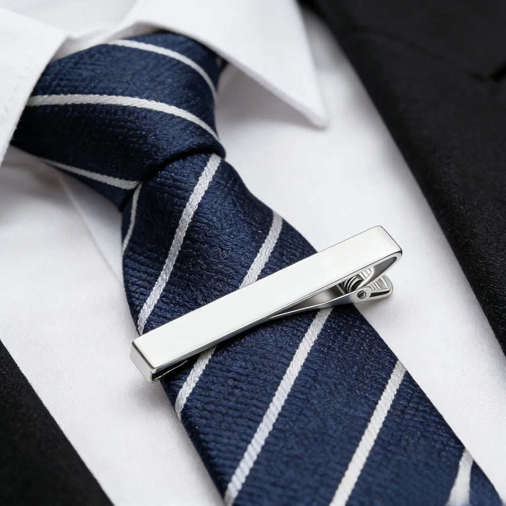 Tie Clips for Men's Metal Necktie Bar Dress Shirts Tie Pin for Wedding Ceremony Metal Silver Color Tie Clip Man Accessories