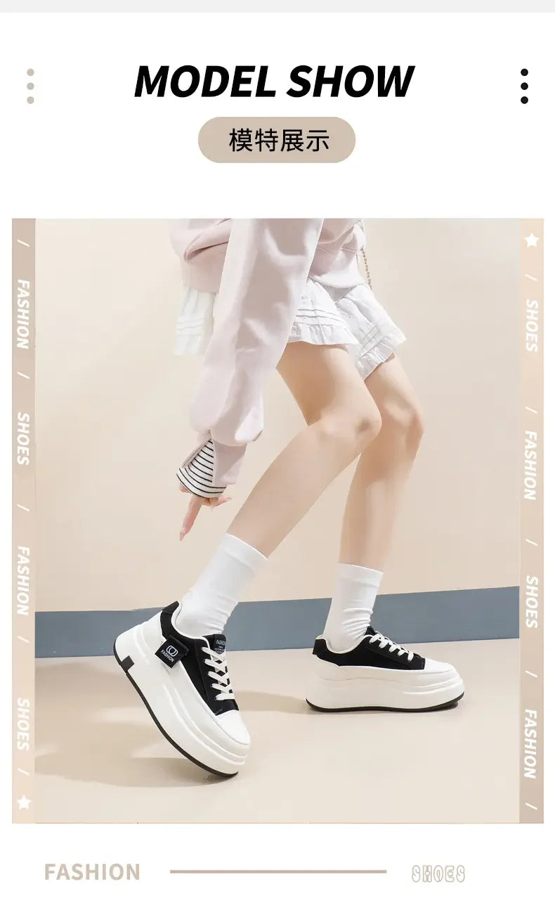 Shoes for Women Autumn Trend New Woman Flats Shoes Chunky Lace-up Soft-sole Casual Sneakers Female Vulcanized Shoe Walking Shoe