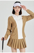 Women's Golf Jacket: Windproof & Warm, Color-Blocked, Fashionable, High-Quality Sports Set with Skirt