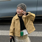 2025 Autumn New Children Long Sleeve Pu Leather Coat Fashion Girls Leather Jacket Solid Boys Lapel Zipper Jacket Kids Clothes