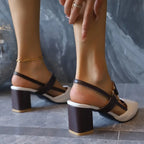 Women's Shoes Trend 2025 Shoe Genuine  Medium Heel Block Heels Mirror Luxury Designer Chunky Sandals Ladies Sexy Sandal