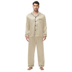 Men Pajamas Set Silk Satin Sleepwear
