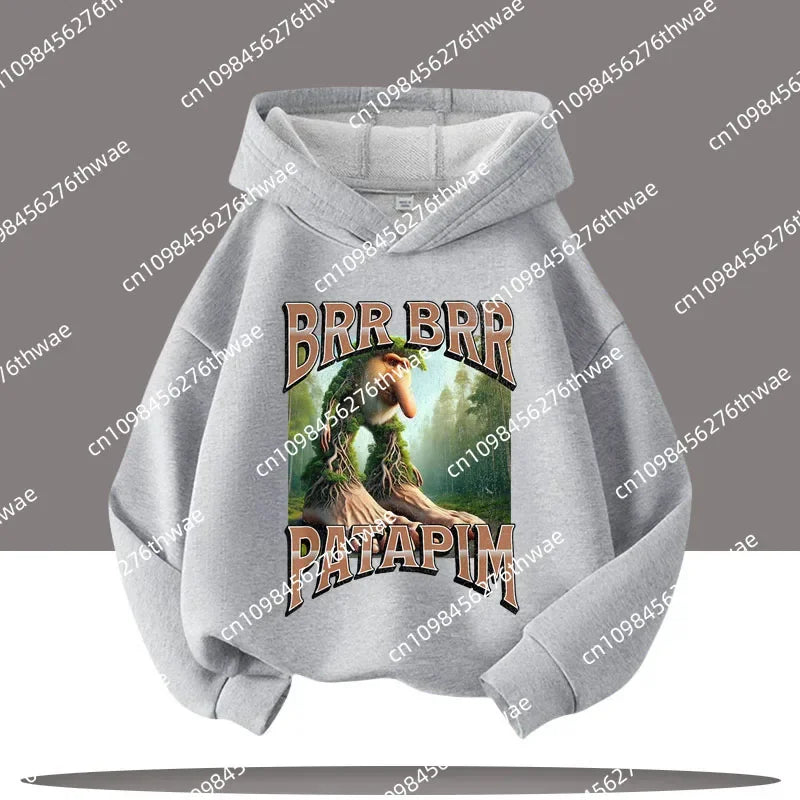 Boy's sports shirt -interesting Italian brain rot Tung Tungtung Sahur children's hooded shirt                h cartoon print-fall/winter top