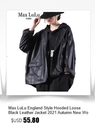 Amax LuluE Chinese 2025 Autumn Ladies Fashion Patchwork Faux Leather Jackets Womens Loose V Neck PU Coat Luxury Vintage Outwear