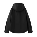 Fall 2025 Women's Casual Spor Loose Fit Stand Collar Long Sve Hooded Jaet Windbreaker Outerwear Polyester Fiber 00%