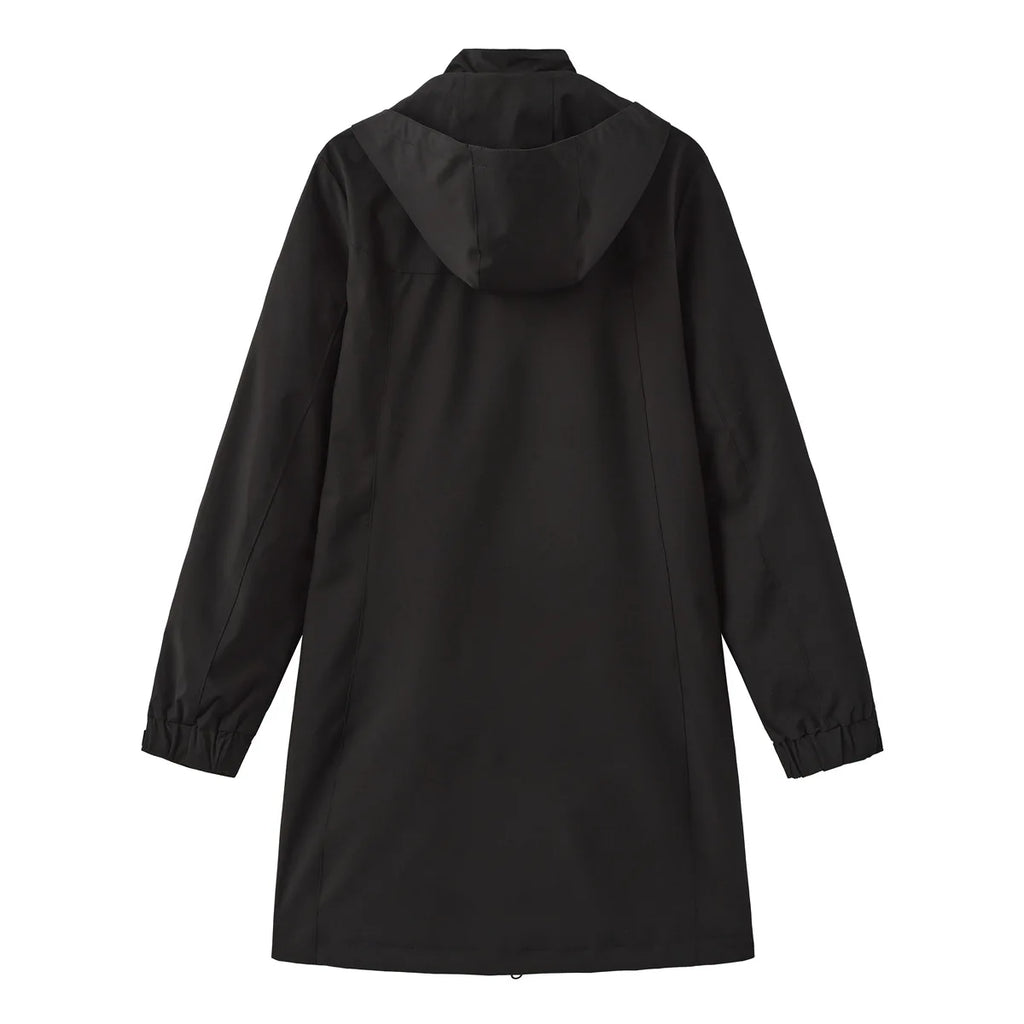 Spring Autumn Women's Solid Color Long Sleeve Lightweight Trench Coat with Detachable Hood Water-Repellent Windbreaker