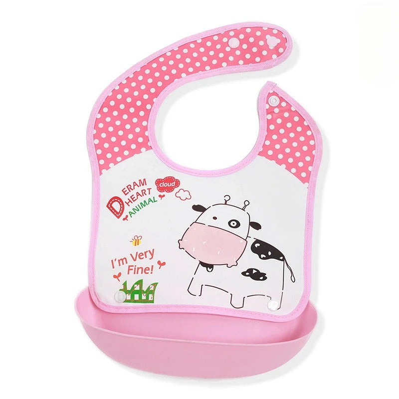 Baby Bib Waterproof Cartoon Newborn Feeding Soft Edible Aprons Baby Adjustable Burp Scarf