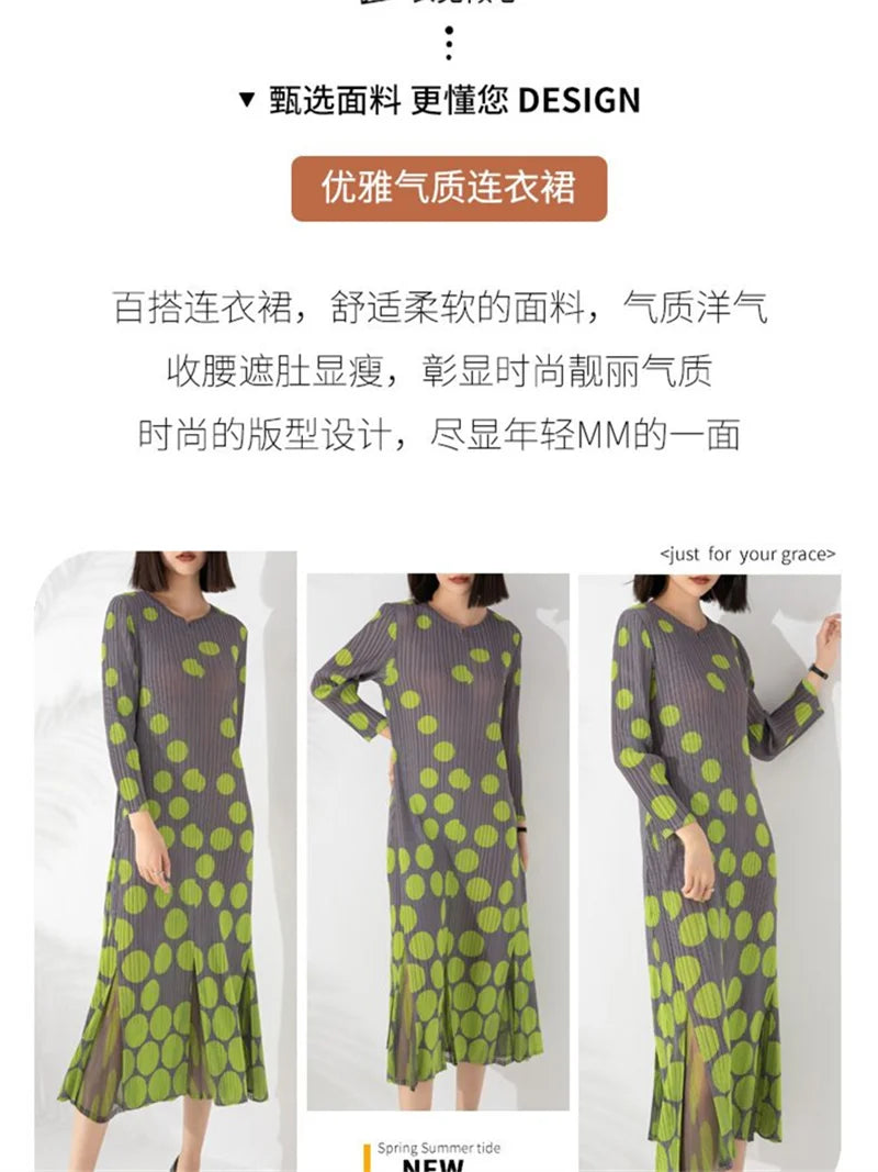 Long Dresses Womens Dresses Folding Dress Spring and Autumn Women's new High-end Design with Relaxed Temperament and Long Skirt