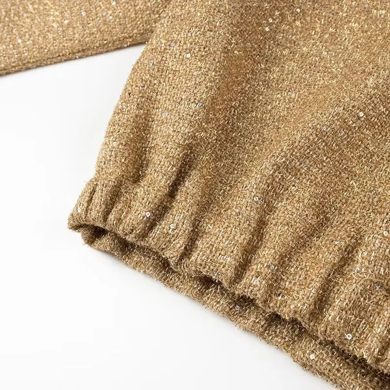 Female Clothing Women's Jacket New Outerwear 2025 Autumn Women's New Style Sequined Small Stand-up Collar Jacket Women Fur Coat