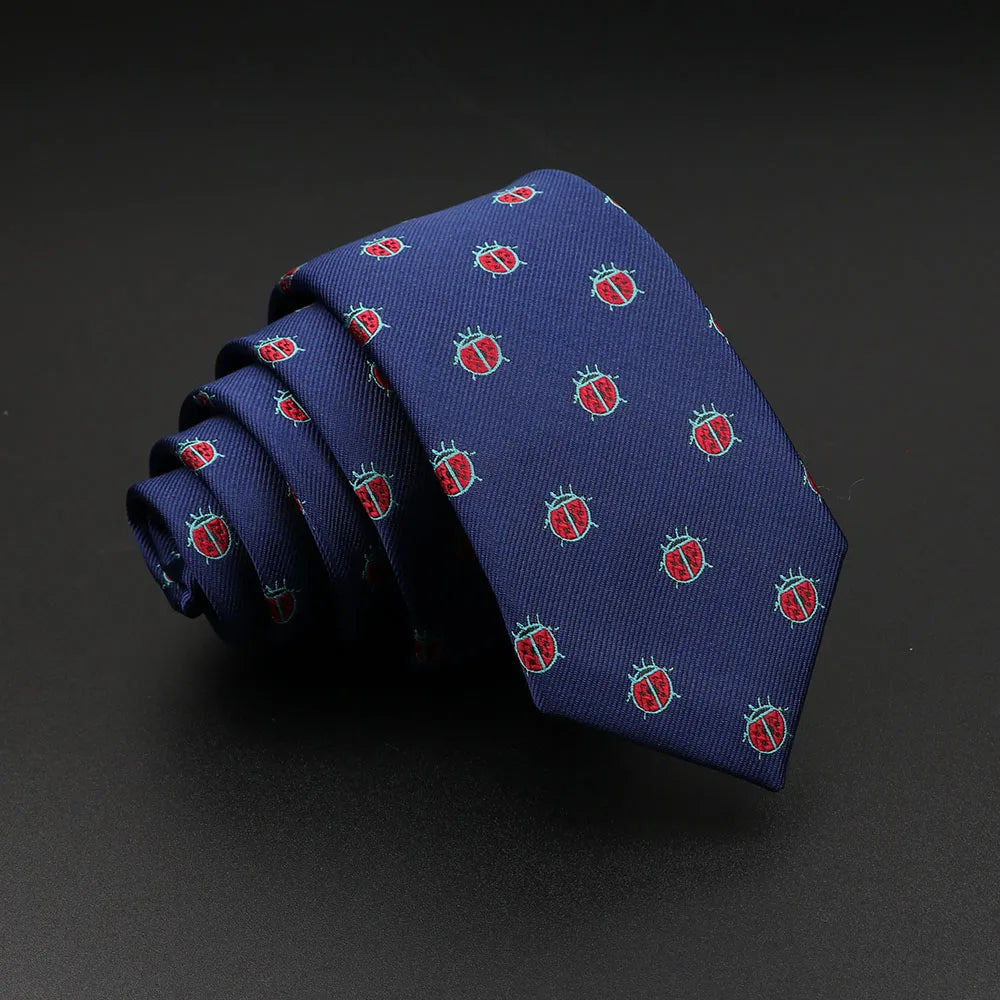 New Design Animal Tie For Men Polyester Woven Necktie Ladybug Dog Dinosaur Shark Jacquard Fashion Party Wedding Gravata Ties