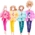 Girl Doll Clothes 3PcsPlush Coat Jacket+ Dress Skirt/ Pants Clothing for 30cm Doll Clothes Doll Accessories Girl`s Toy