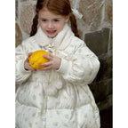2025 Winter New Down Coat Korean Fashion Princess Floral Print Warm Cotton-padded Outerwear Kids Casual Sweetheart Parkas