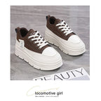 Shoes2025 Women Autumn Trend New Woman Flats Shoes Chunky Lace-up Soft-sole Casual Sneakers Female Vulcanized Shoe Walking Shoe