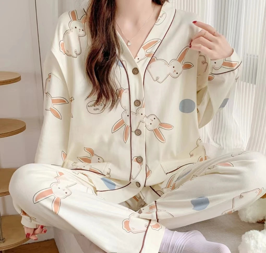 Maternity Pajamas Homewear Suit Nursing Pajamas Moon Clothes Spring and Autumn Cotton Monthly Clothing Summer Nursing Clothes