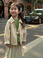 2025 Autumn New Children Long Sleeve Pu Leather Coat Fashion Girls Leather Jacket Solid Boys Lapel Zipper Jacket Kids Clothes