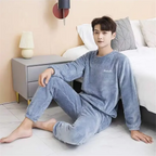 2025 Men's Thick Flannel Pajama Sets Couple Casual