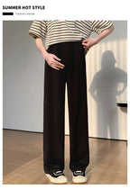 Maternity Clothings Maternity Wide Leg Pregnancy Pants Wear Trousers with Vertical Stripes Clothes for Pregnant Women