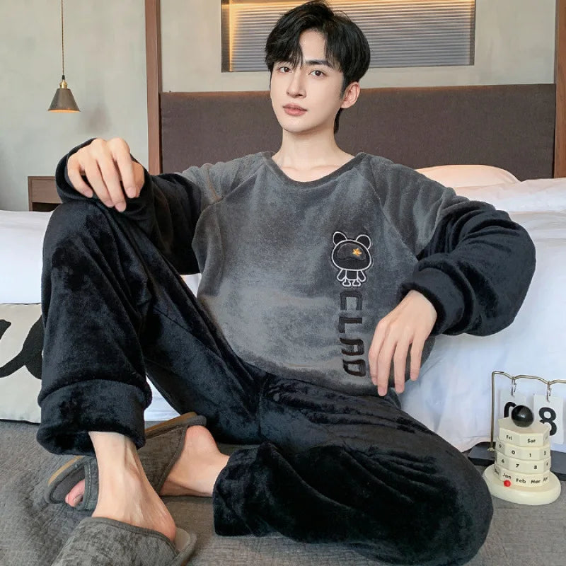 Men's Winter Pajamas Men's Sports Suit Homewear Pajamas Youth Clothes Y2K Casual Wear Full Man Tracksuit Workout Set Bathrobe