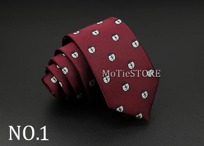New Design Animal Tie For Men Polyester Woven Necktie Ladybug Dog Dinosaur Shark Jacquard Fashion Party Wedding Gravata Ties