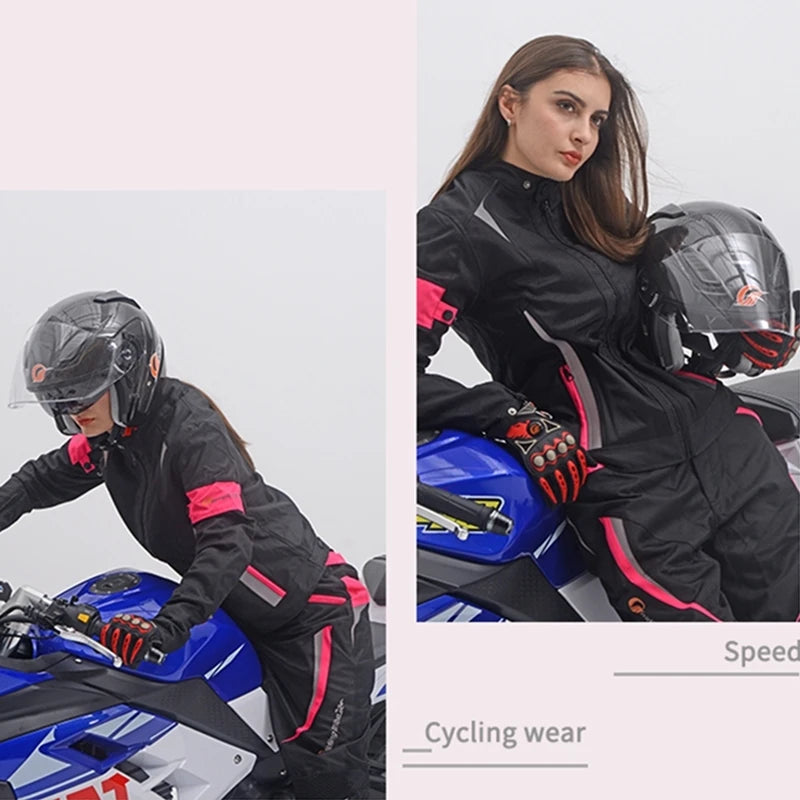 Woman Lady Girl Motorcycle Jacket Summer Breathable Motorbike Armor Coat with 5pcs Protective Pads and Waterproof Liner JK-52
