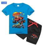 boys shirt  Baby Boy Clothes Set Cartoon Blazing Speed Cars Monster Machines