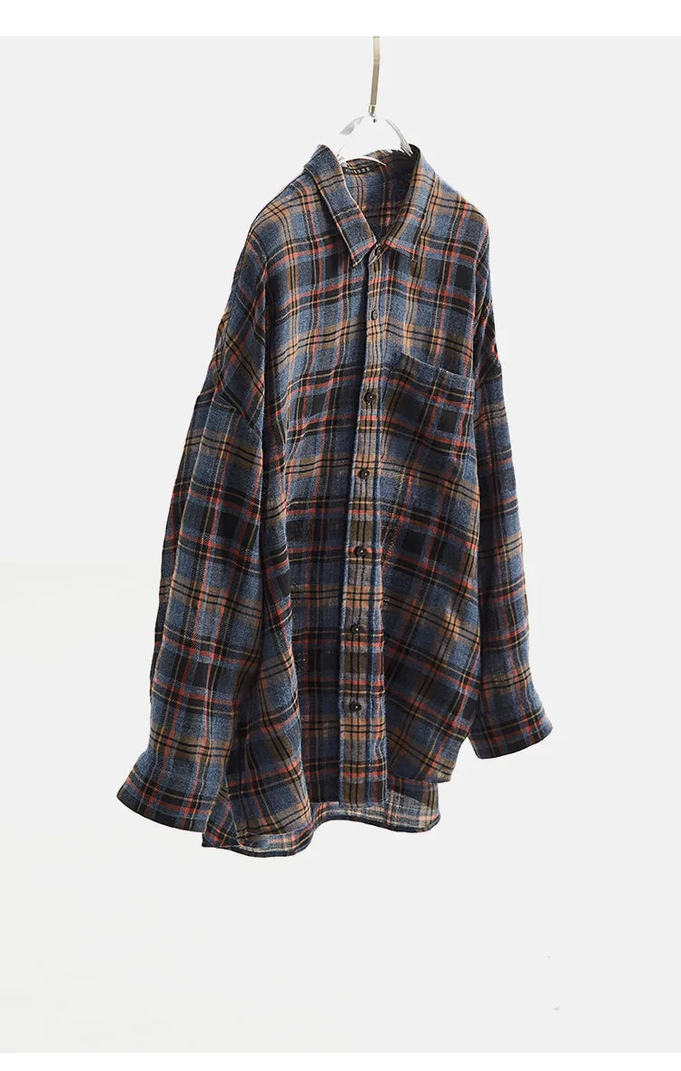 High-Quality Custom-Made Fabrics, Very Limited Quantity ~ Women's Plaid Long-Sleeve Shirt with Polo Collar, Casual Slim-Fit Loose Top, New Autumn 2025 Model