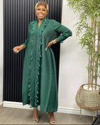 Women Eid Muslim Dress Ruffles Sleeve Dubai Abayas Solid Dresses Sashes Loose Casual Morocco Kaftan Islam Arab Ankle Length
