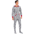 Men's Pajamas Home Wear Printed Pajamas Men's Long-sleeved One-piece Men's European and American Christmas Men's Pajamas Fall
