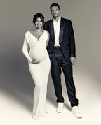 Maternity Dresses Fashionable and Sexy Pure Color One Shoulder Body con Maternity Dress for Photography and Parties