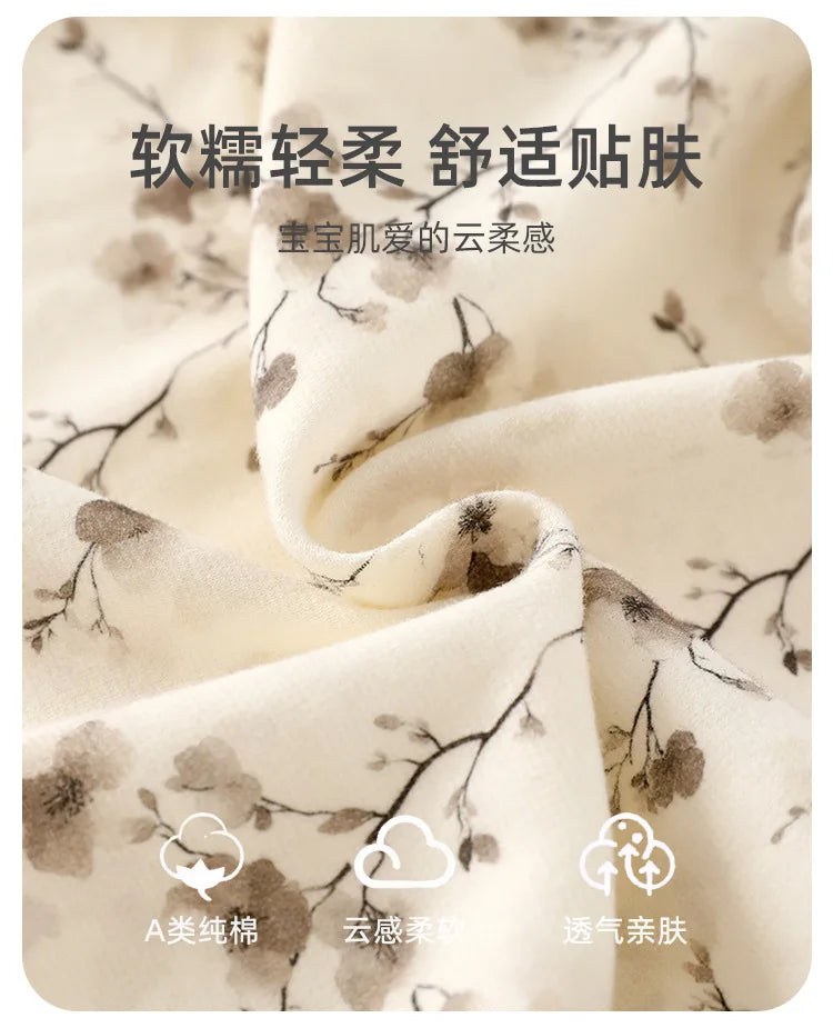 Spring and Autumn Baby Pure Cotton Velvet Jumpsuit with Plant Pattern Printed Baby Girl Clothing High Quality Baby Girl Clothing