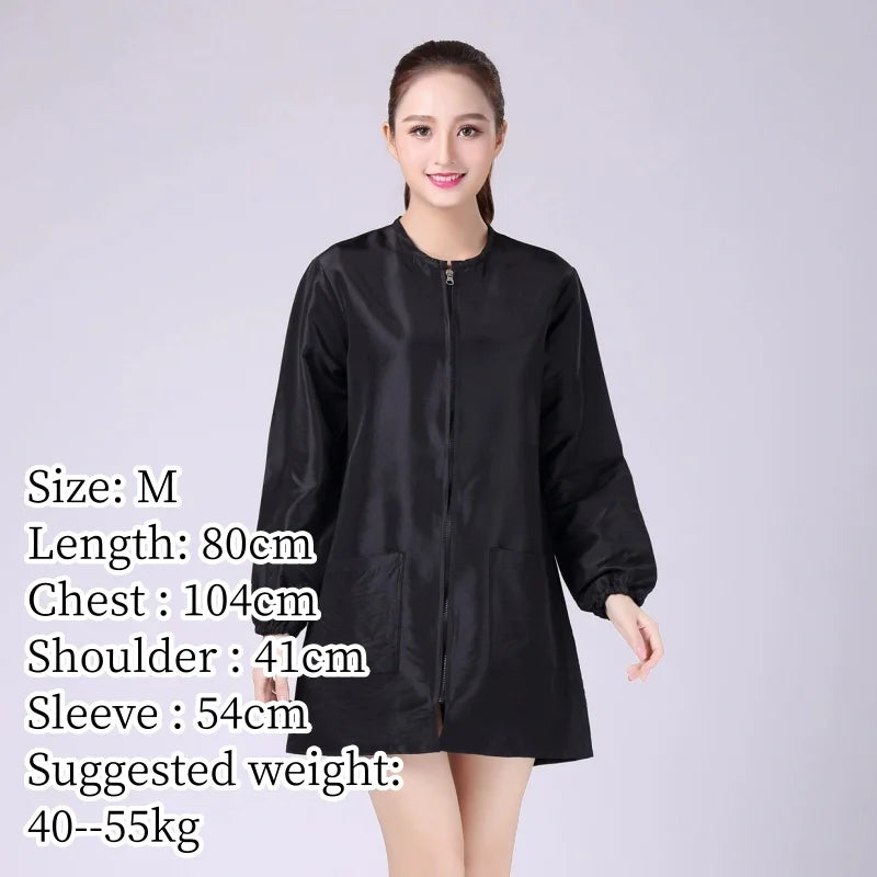 Hair Salon Work Clothes Pet Grooming Uniforms Long Sleeve Beauty Salon Smock Barber Shop Hairdresser Robe Anti Hair Gown Y1206