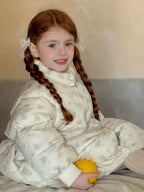 2025 Winter New Down Coat Korean Fashion Princess Floral Print Warm Cotton-padded Outerwear Kids Casual Sweetheart Parkas