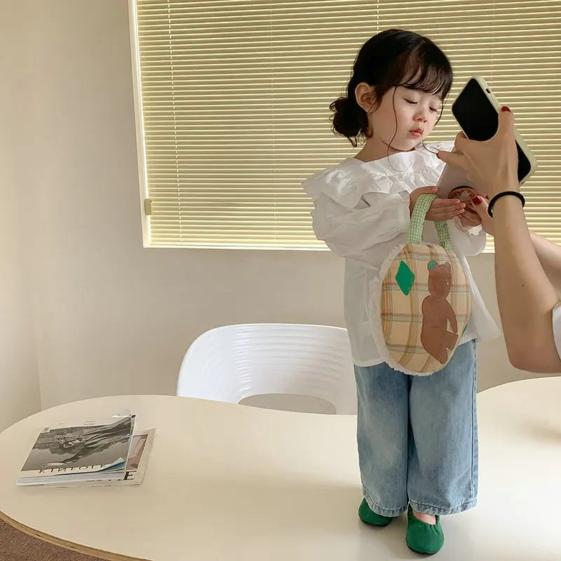 New Kids Jeans 2-6 Years Childrens Loose Wide Leg Pants Girls Simple Solid Color Trousers Fashion Jeans