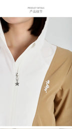 Women's Golf Jacket: Windproof & Warm, Color-Blocked, Fashionable, High-Quality Sports Set with Skirt