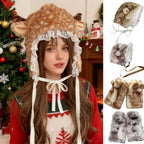 Fashion Warm Plush Ear Protection Hat Comfort Cold Protection Legwarmers Stockings For Christmas Holiday Parties Leg Warmers