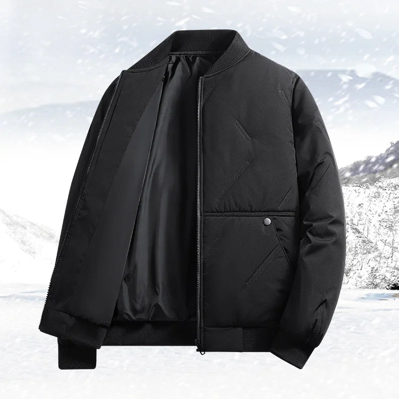 Men's Jacket  Autumn Winter sual Coat Thickened Warm Comfortable Breathable CaOutdoor Solid Color Windproof Zippered Jacket