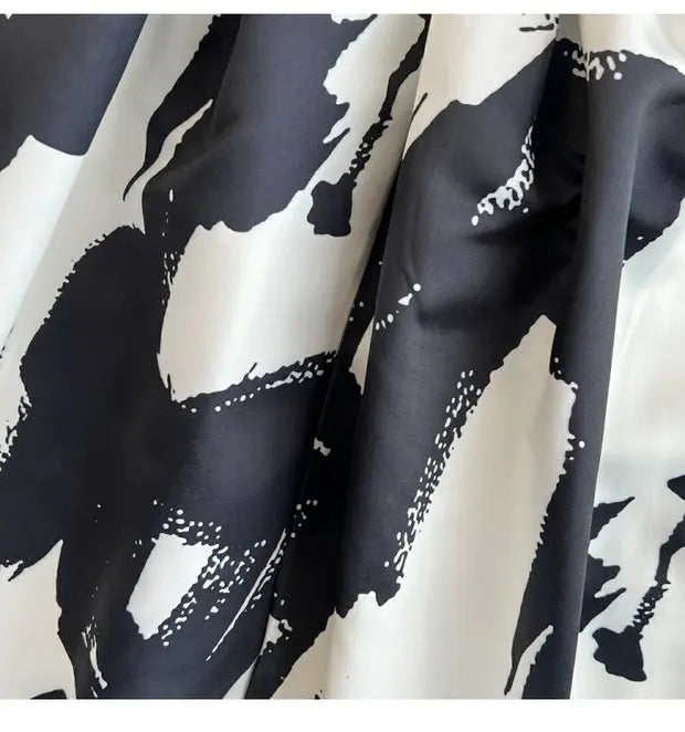 Faionable Ele Vest Long Dr High Waist Slim A-Line Print Maxi Skirt round Ne Svel Women's Summer Dr