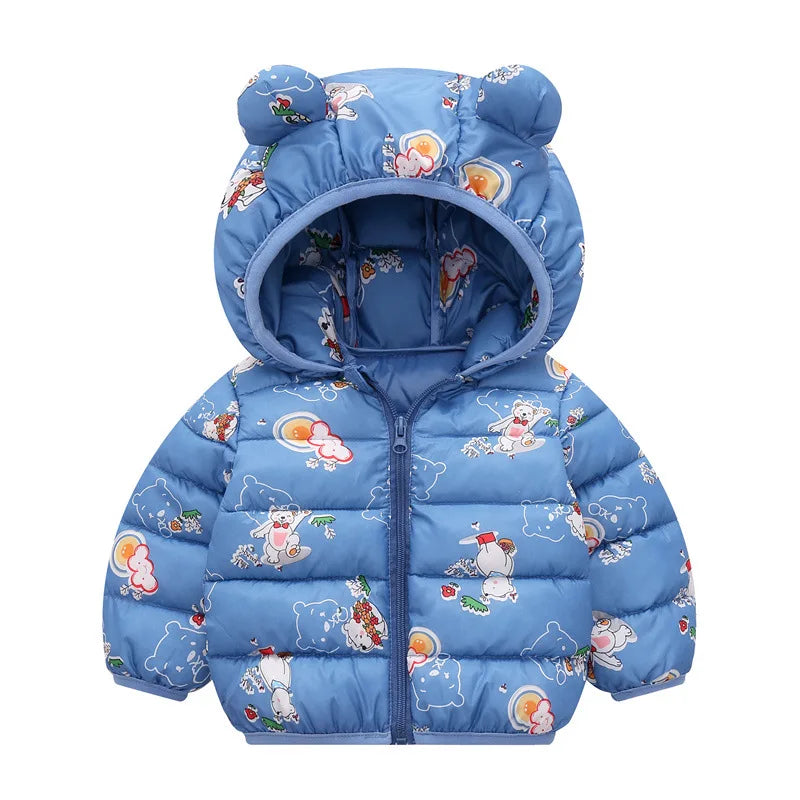 Baby Girls Hooded Down Jackets For Kids Coats Autumn Boys Cartoon Warm Jacket Coat Jacket Toddler Girl Zipper Jacket Outerwear