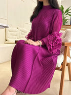 YUDX Hot Sales 2024 Summer New Pleated Formal Dresses for Women Mesh Petal Sleeve Solid Evening Party Long Maxi Dresses