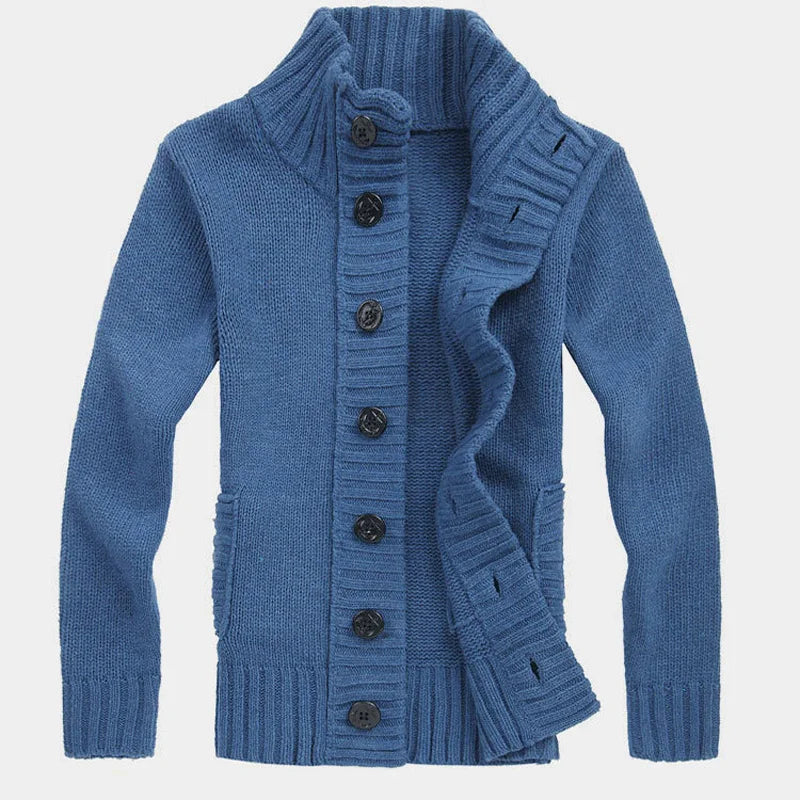 Men Sweater New Autumn Front Button Cardigan Stand Collar Sweaters