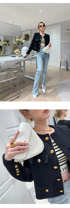 Coat Women Winter Jacket New Autumn and Winter Korean Women's Single-breasted High-quality Chic Tweed Retro Top Coat Women 2024