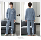 Fashion Lounge Pajamas Sets Men's Spring New Long-sleeved Tops with Trousers Cotton Homewear Comfort Simple Sleepwear Two Pieces