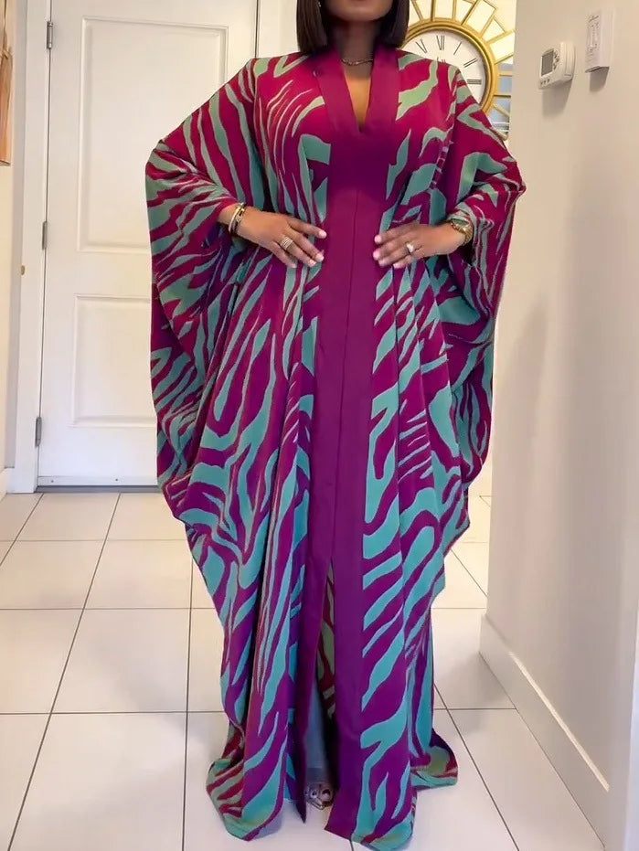 Ramadan Muslim fashion new vacation beach cape cardigan 3D digital printing casual Middle East Dubai robe women's clothing